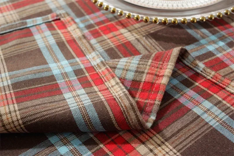 Plaid Christmas Decoration Tablecloth Color Woven Polyester Cotton Red Green Table cover for Home Party Dining Decor