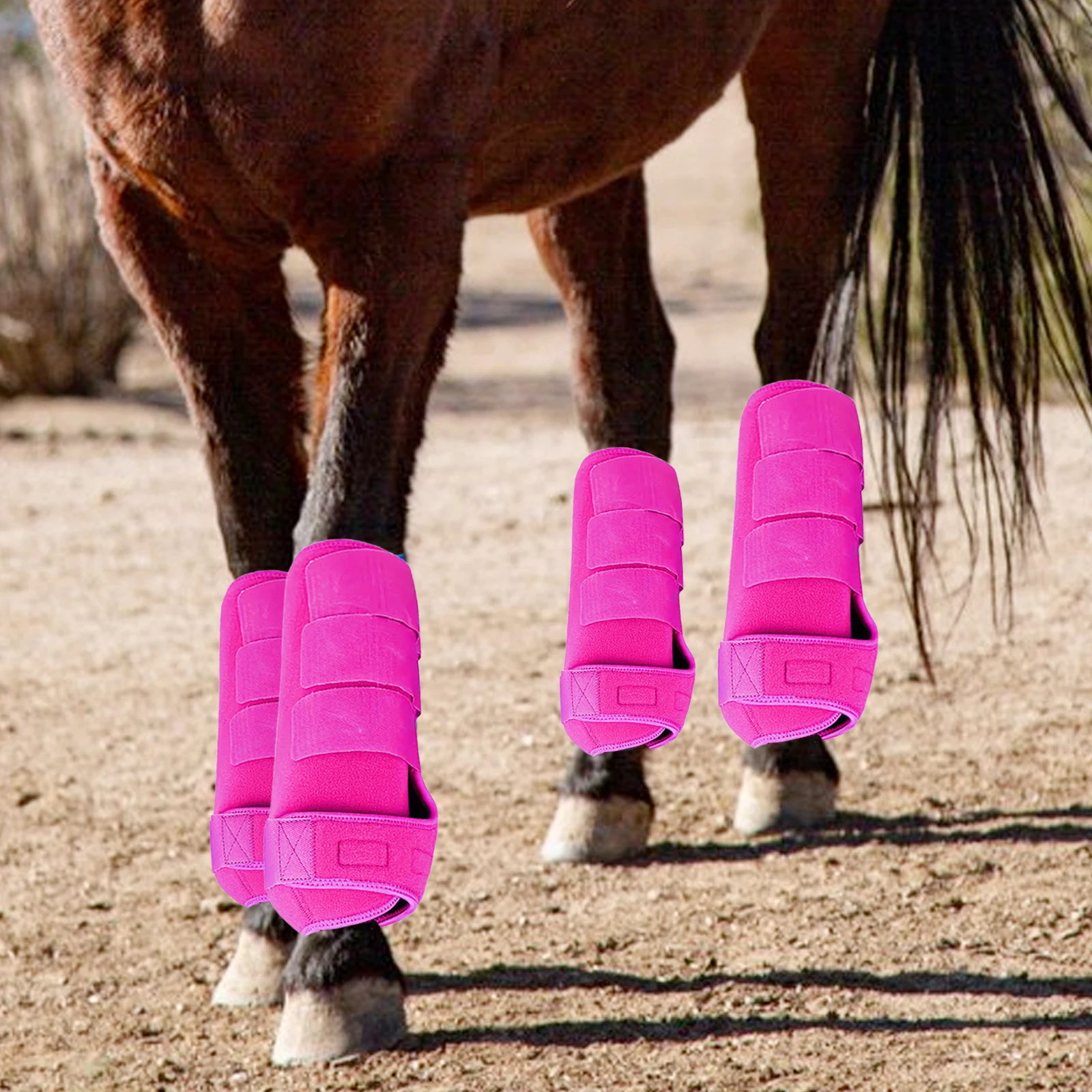 4 Pcs Equestrian Boots for Horse Legs Adjustable Reusable Support for Jumping And Training 5