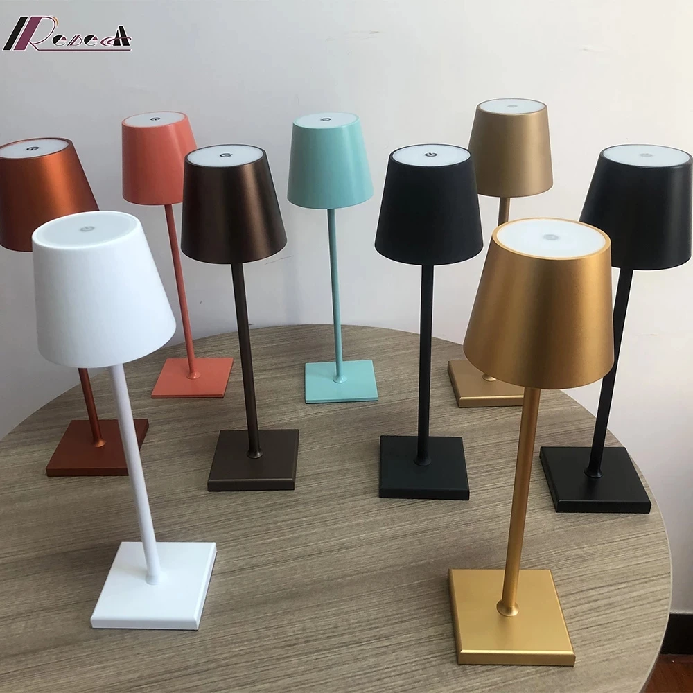 Dimmable LED Table Lamp in Aluminum, IP54 Protection, Indoor / Outdoor Use,  Contact Charging Base, H38cm,USB Charge. - AliExpress