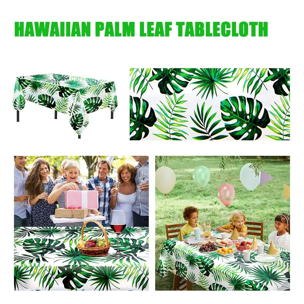 

New Hawaiian Palm Leaf Tablecloth PEVA Waterproof And Table Leaf Cloth Party Tropical Tablecloth Oil Resistant Disposable M7L5