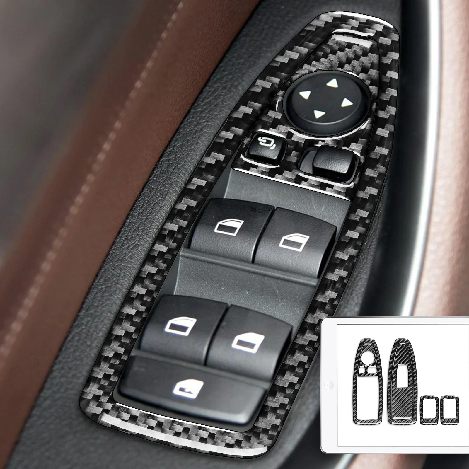 BMW X1 F48 X2 F39 2016-2021용 카본 파이버 스티커 자동차 액세서리 콘솔 CD 컨트롤 패널 기어 시프트 커버 내비게이션 프레임