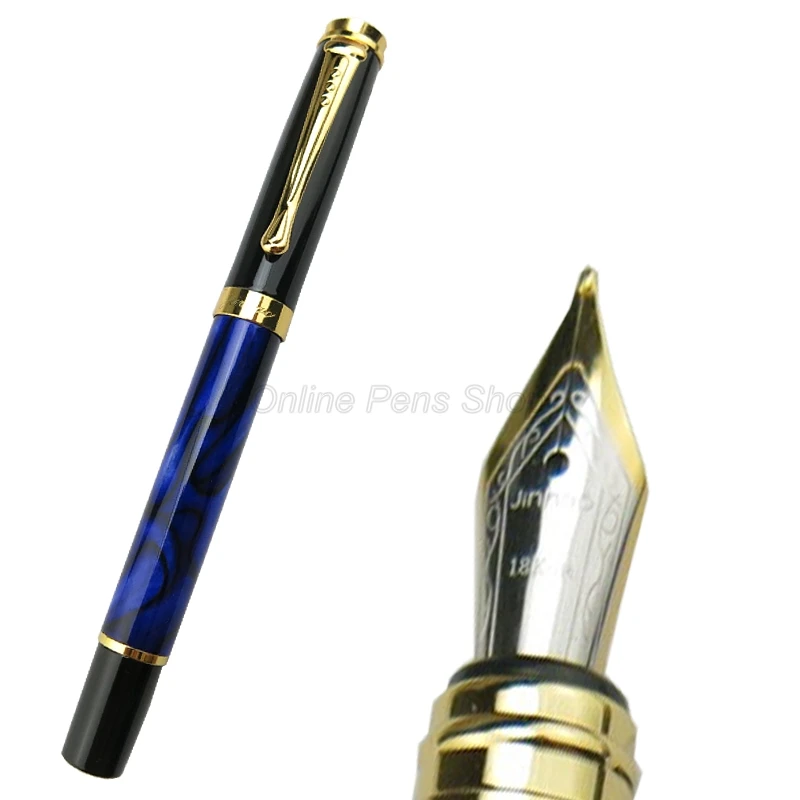 Jinhao 500 Metal Blue Marble 18 KGP 0.5mm Medium Nib Fountain Pen Professional Office Stationery Writing Accessory