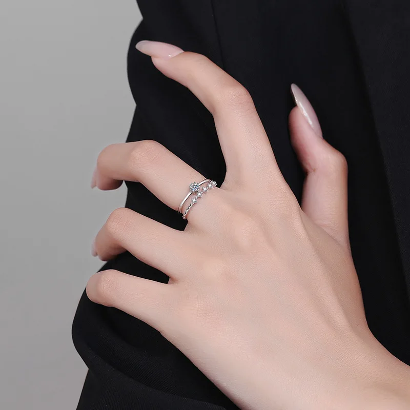 Real Moissanite Wedding Ring Bridal Sets Platinum Plated 925 Sterling Silver Luxury Quality Jewelry Wholesale Ring 4