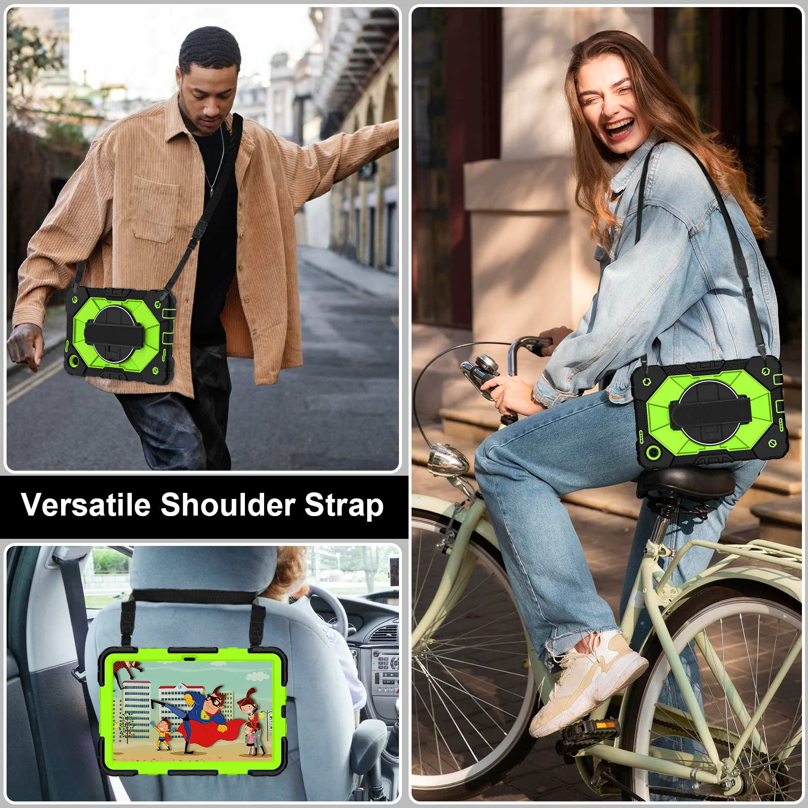Enhanced Rugged Rotating Tablet Cover for Kids - Heavy Duty and Protective , 10.1 inch