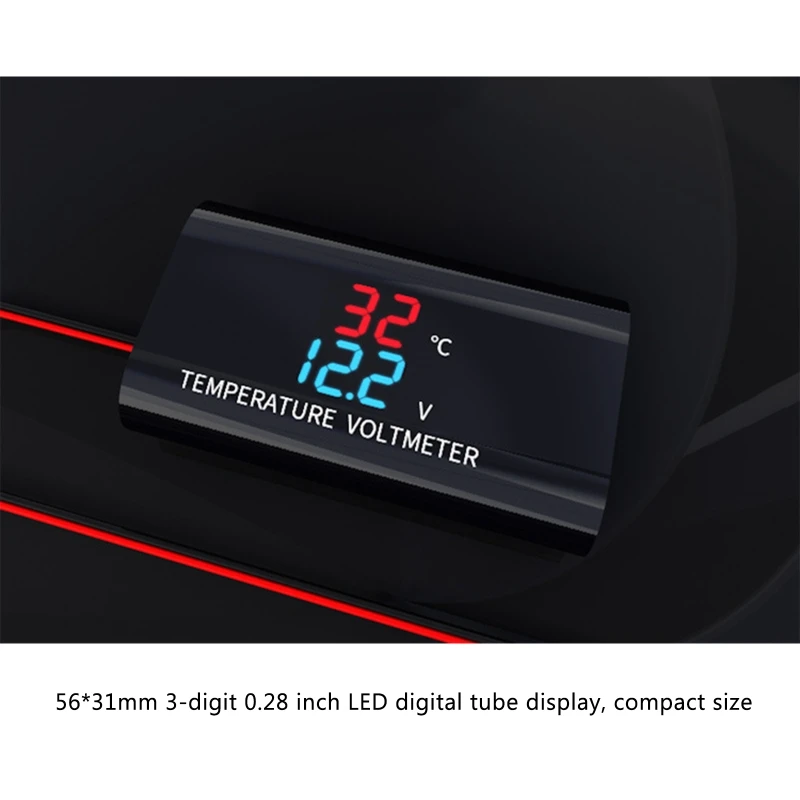 

Waterproof for DC 12V Voltmeter Thermometer 0.28inch Dual Display for Car Motorc Dropship