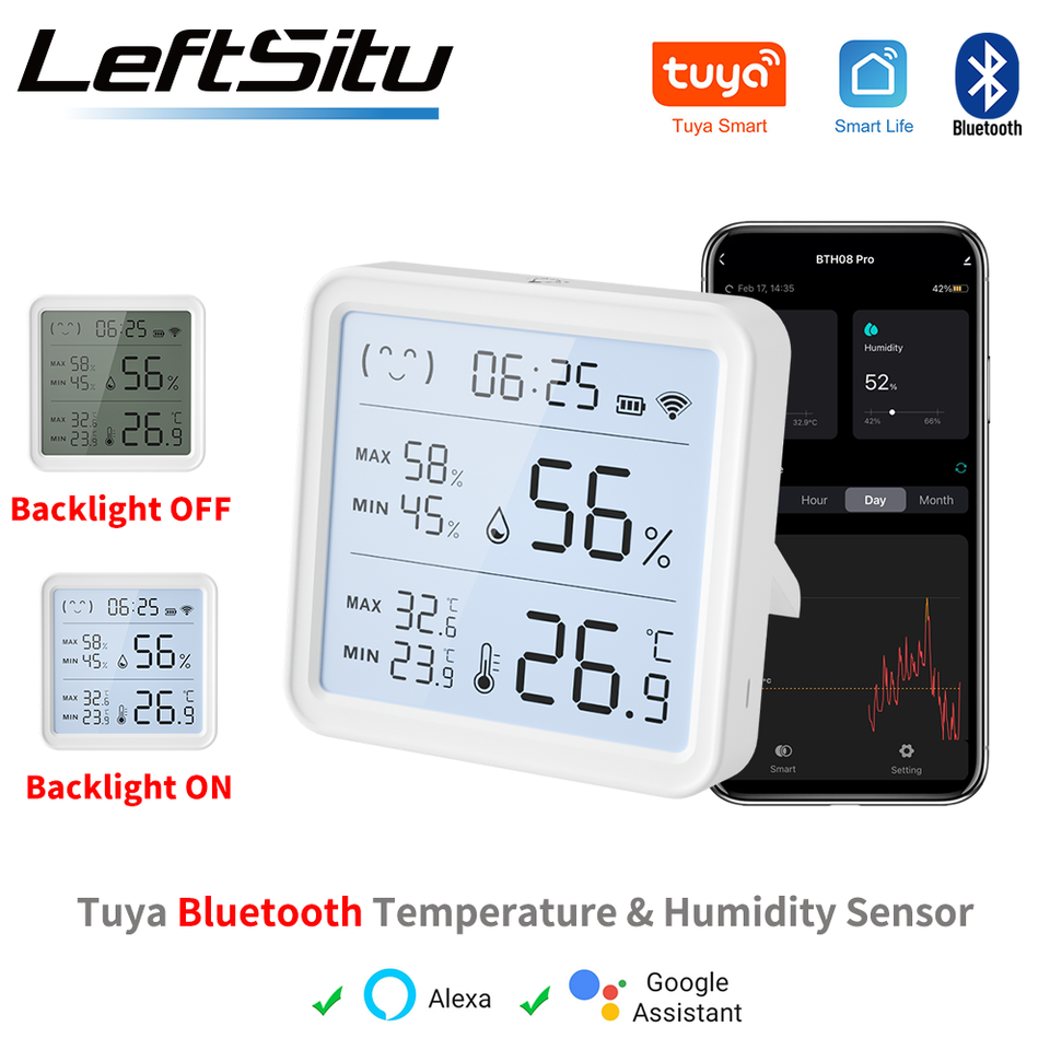 Tuya WiFi Temperature Humidity Sensor For Smart Home Backlight Hygrometer Thermometer Compatible Bluetooth Tuya Smart Life