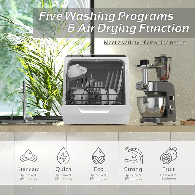 Dishwasher Countertop, 5 Washing Programs Small Dishwasher with 5-Liter  Built-in Water Tank, Baby Care, Air-Dry Function & F - AliExpress