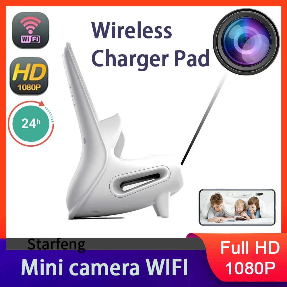 Mini Camera Clock Full HD 1080P Wireless WiFi Camera Home Monitoring Control IR Night View DVR Monitoring Video wireless charger 2