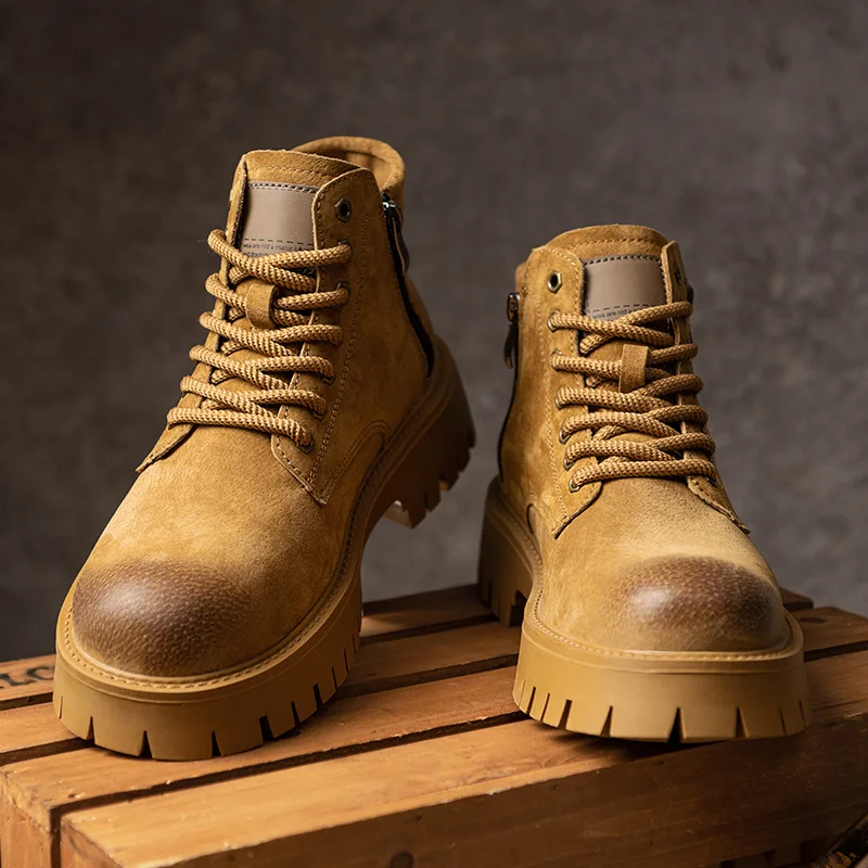 ML new high-top lace-up boots work leather shoes