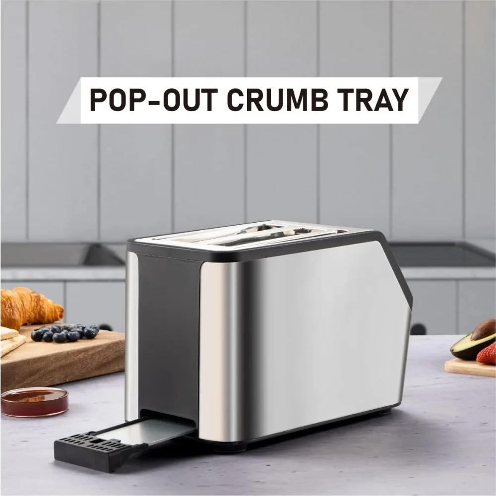 Toaster, 2 slice toaster, Automatic setting, Bagels, English muffins, toast, waffles, bread, Stainless steel 5