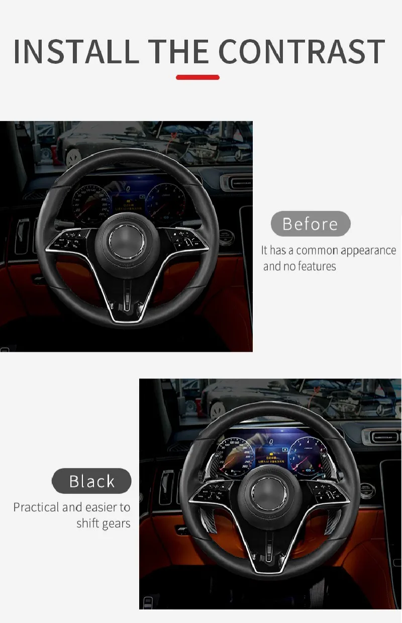 T-carbon Steering Wheel Shift Paddle Shifter For Mercedes Benz A C E S W177 W206 W213 W222 A180 C200 E260 S400