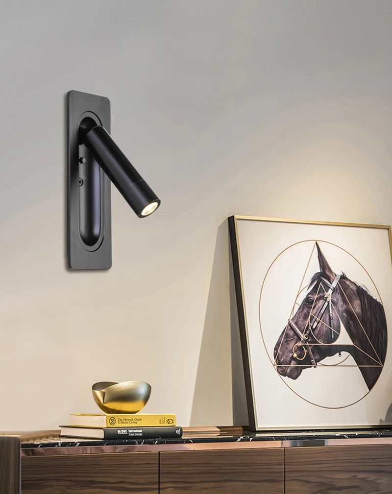 

Скандинавский минималистичный встроенный проекционный светильник для помещений, для спальни, кабинета, гостиницы, вращающийся настенный светильник, прикроватный светильник для чтения