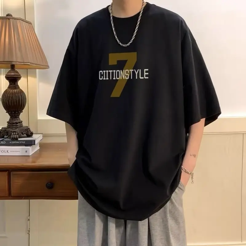 

100% Cotton Short Sleeve Tshirts Men's Summer Oversized Breathable Youth Original Harajuku Streetwear Graphic Aesthetic Clothing