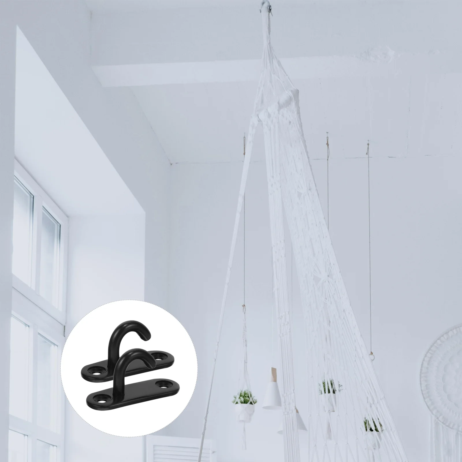 4 Pcs Hook Plate U Hooks Heavy Duty Wall Mounted Ceiling Anchor Sandbag Hooks Oval Opening Stainless Steel Pad Eye
