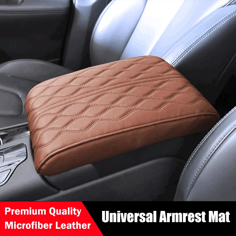 Universal Car Armrest Box Pad 5cm PU Leather Memory Foam Car Armrest Mat Center  Console Pad Protection Cushion Storage Box Cover - AliExpress