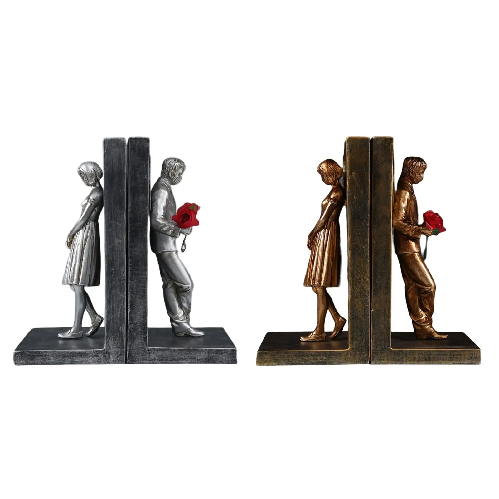 Decorative Bookends for Heavy Books Couple Figurine for Desktop Ornament