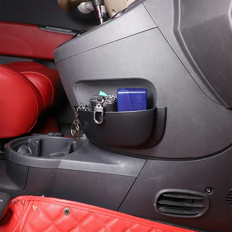 Boîte De Rangement Pour Console Centrale Fiat 500 (2011-2015) – Noir, Colle 3M – Organiseur
