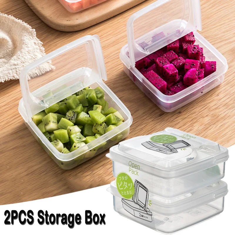 2PCS Storage Case Refrigerator Fish Meat Storage Box Vegetable Storage  Container