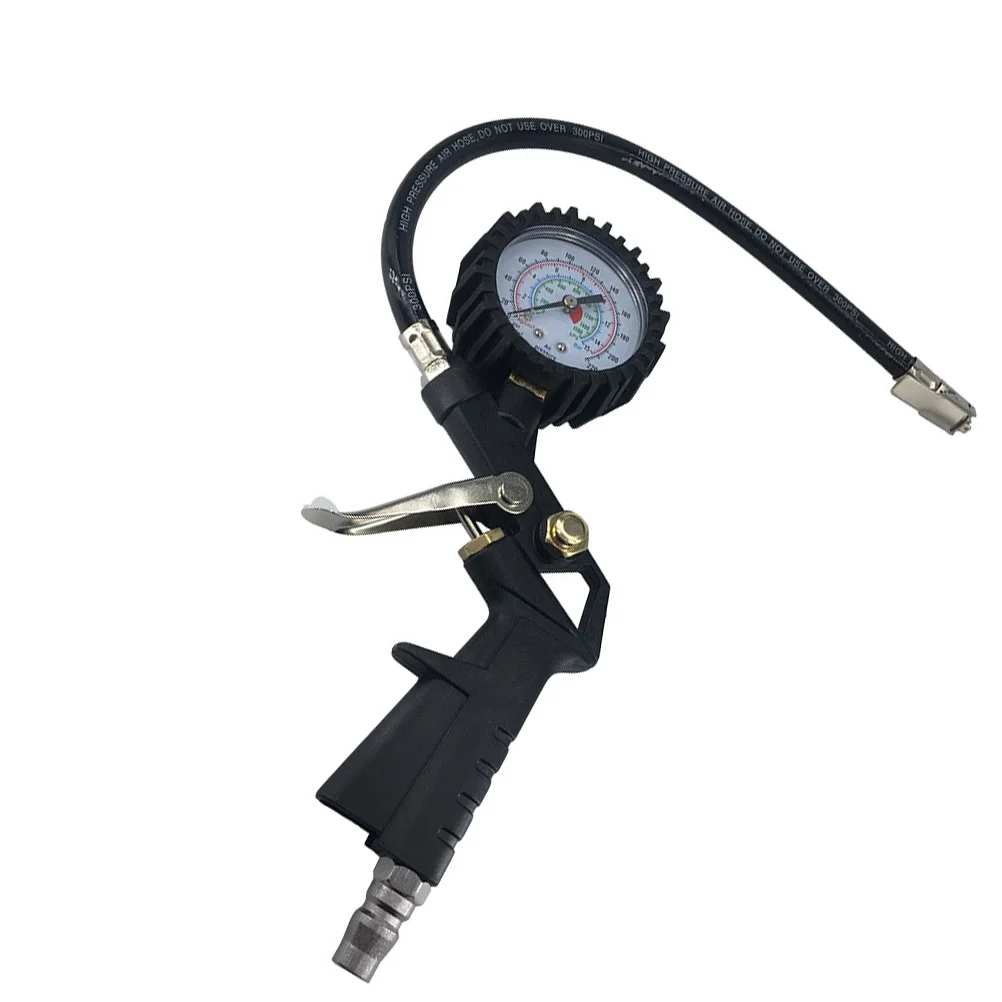 

Car Motorcycle Multi-functional Tire Pressure Meter Air Inflator Decompression Tool for Truck Motorcycle Car Black