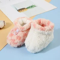 Autumn Winter Baby Boots Girl Boys Warm Shoes Solid Color Fashion Toddler Soft Fuzzy Plaid First Walkers Kid Shoes 0-13 Months 4
