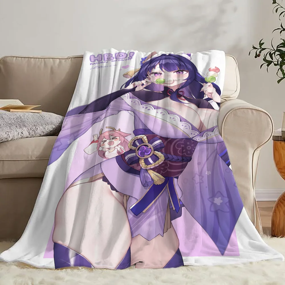 Throw Blanket for Sofa Luxury Blanket Bed Genshin Impact Hentai Fluffy Soft Blankets & Throw Microfiber Bedding Home Interior 3