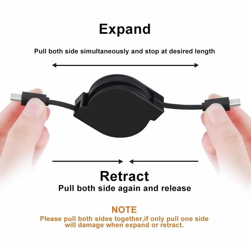 60W USB C Retractable Fast Charging Data Cable