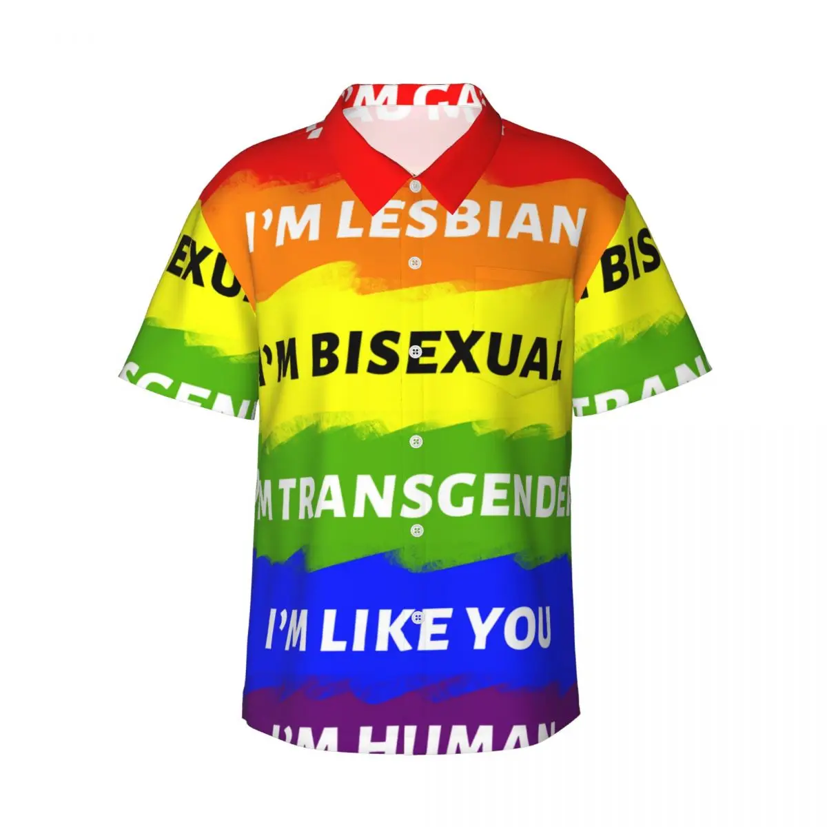 

Rainbow print High quality stylish Hawaiian beach style shirt