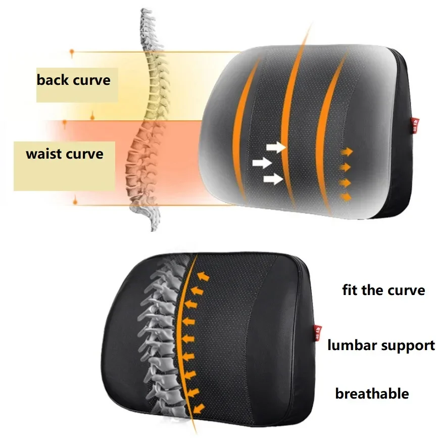PU Leather Car pillow Lumbar Cushion Chair Pillow Auto Back Pillow for Car Travel Memory Foam relief Back Pain fill the gap 3