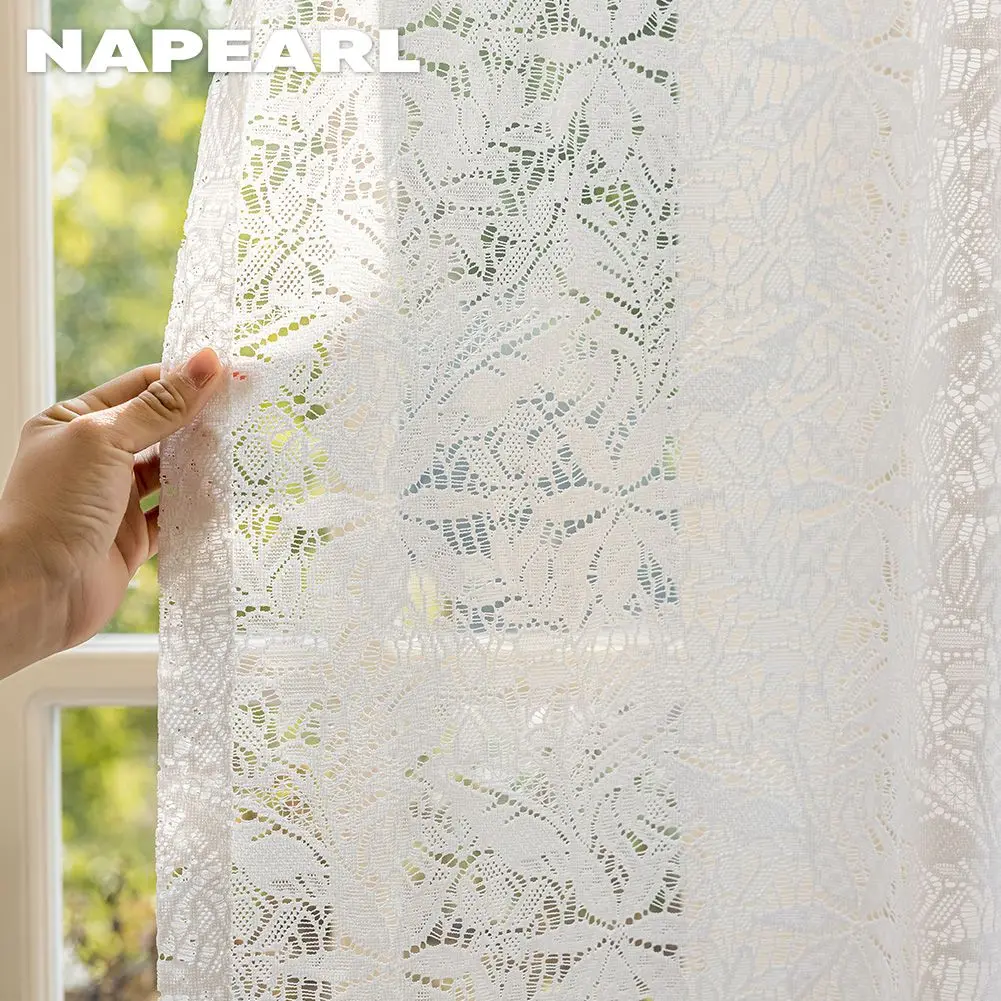 NAPEARL European Style White Sheer Tulle Gauze Window Screening Drapes Curtain for Wedding Home Decor