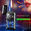 Creative Voice Controlled Ignition Gas Lighter Color Light Battery Display Open Fire Switching Jet Fire USB Electric Lighters 1