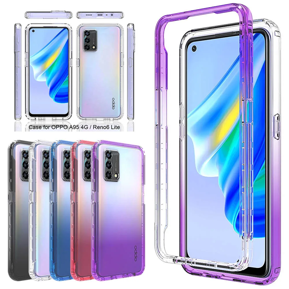 Cover HAOYE Per OPPO Reno 8 Lite / Reno 7 Lite / 7Z | Rugged Trasparente Con Protezione Schermo Integrata | Viola Chiaro | Antiurto E Staccabile - 2