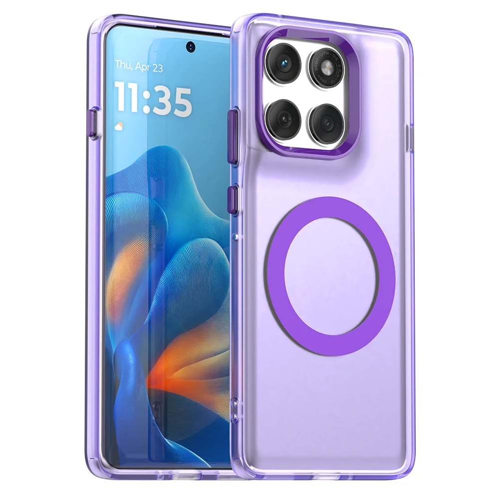 Magnetic Wireless Charging Transparent Case - Candy Colors Back Shell