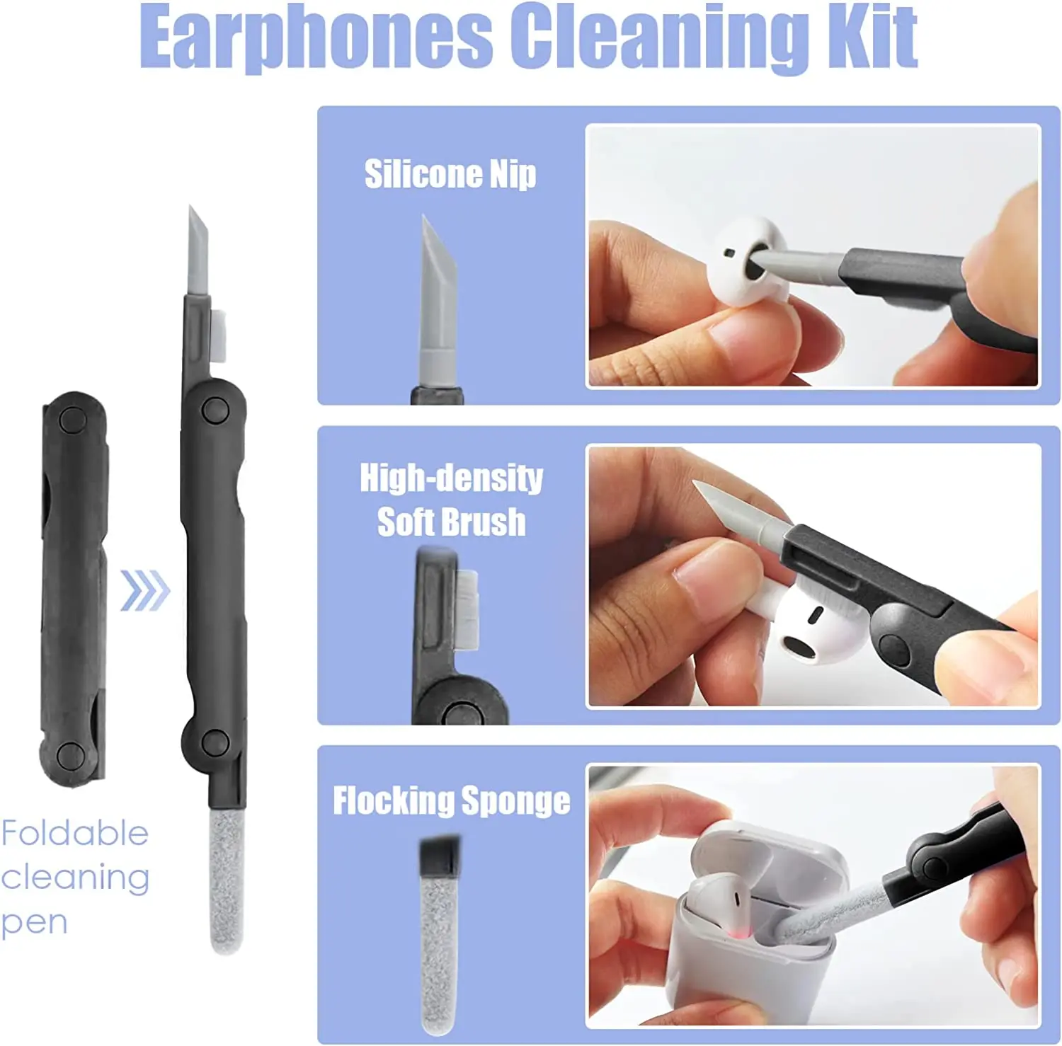 7-in-1 Cleaning Kit Computer Keyboard Cleaner Brush Earphones Cleaning Pen For Headset Phone Cleaning Tools Keycap Puller Set 2