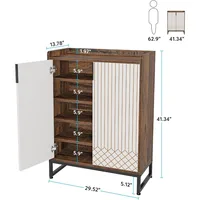 Modern Shoe Cabinet for Entryway, 25 Pairs Shoe Cabinet with Doors, Wood 5-Tier Shoe Organizer, Freestanding Brown 2