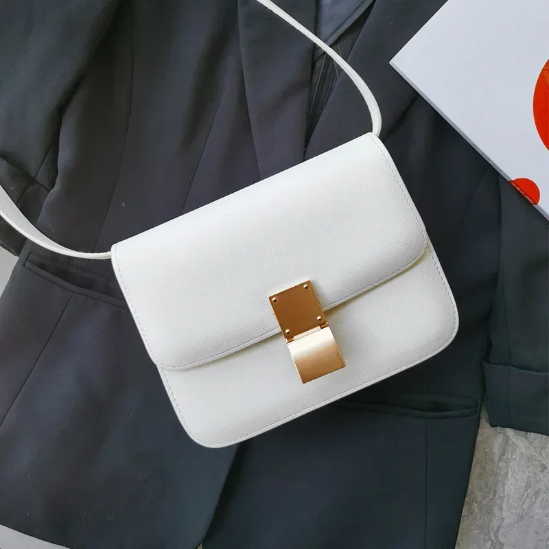 

Luxury Retro 2023 Bag Square Bag Handbag Women's Female New Flap Real Small Bag Leather Messenger Lady Shoulder Tofu Box