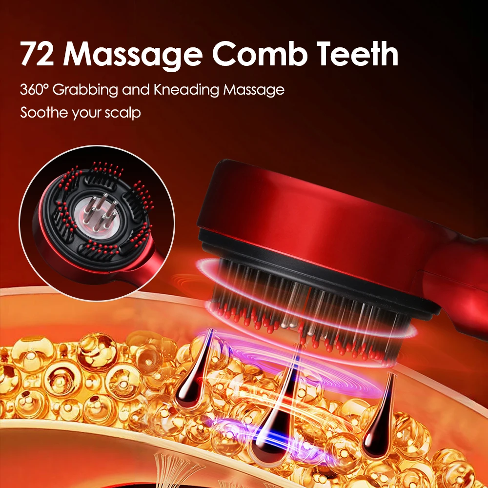 Electric Massage Comb with Red Blue Light Therapy for Hair Growth