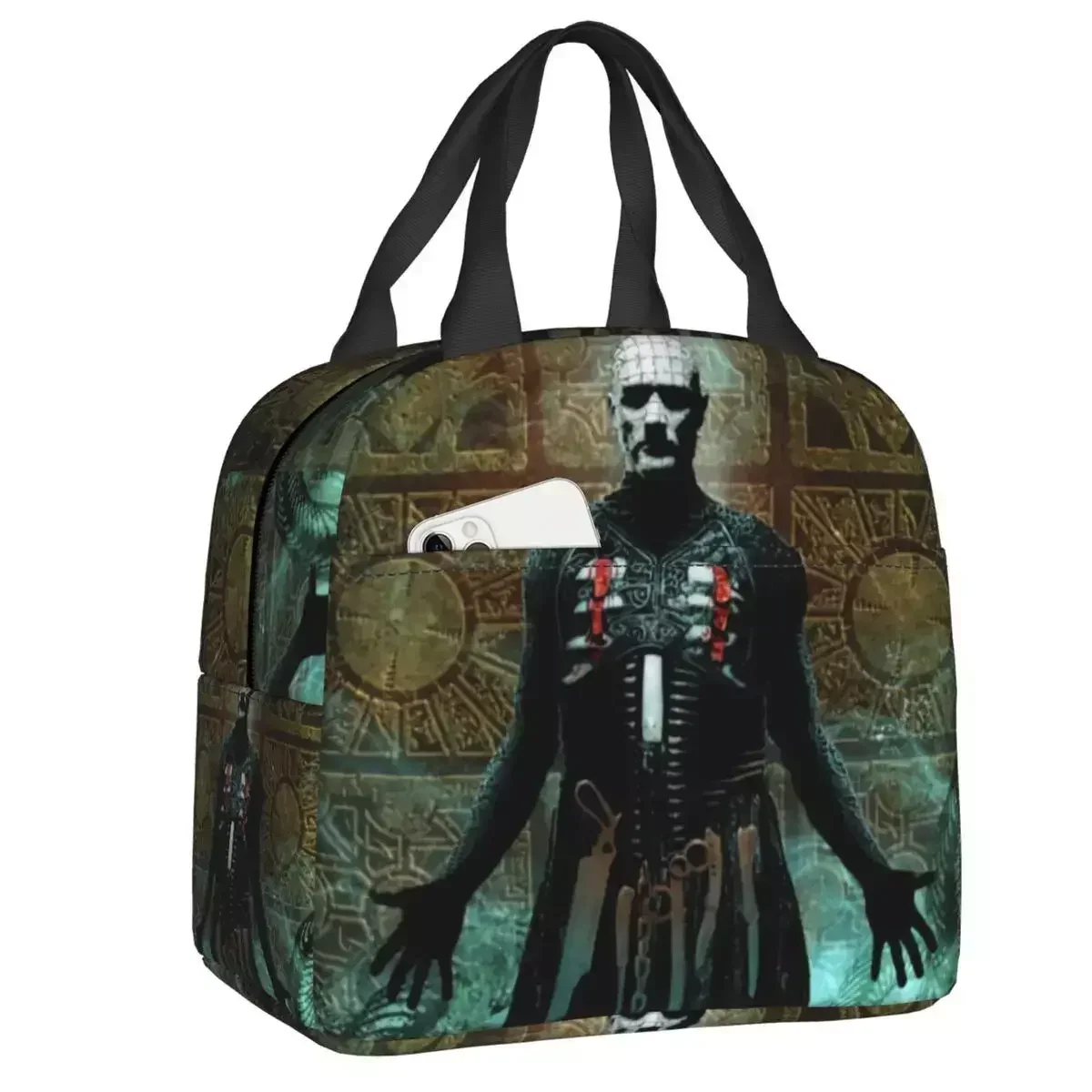 

2024 New Hellraiser Pinhead Halloween Horror Movie Insulated Lunch Bags Portable Thermal Cooler Bento Box Work School Travel