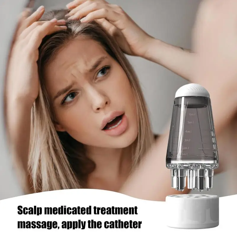 Scalp applicator hair growth fluid minoxidil 1-6ml essence with ball massage head drug delivery smear liquid guide comb
