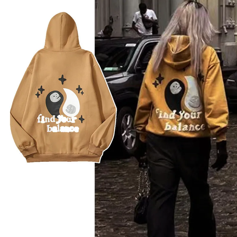

Streetwear Hip Hop Tai Chi Skull Planet Printed Hooded Sweatshirts Men Women Casual Loose Couple Plus Fleece Hoodies Outerwear