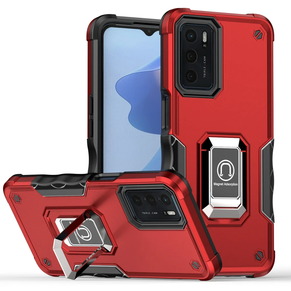 KEYSION stoßfeste Rüstungshülle für OPPO A16 A16S A74 A95 4G, Silikon + PC-Ring-Ständer, Telefon-Rückseite für OPPO Reno 6 5G 6_voghion.com