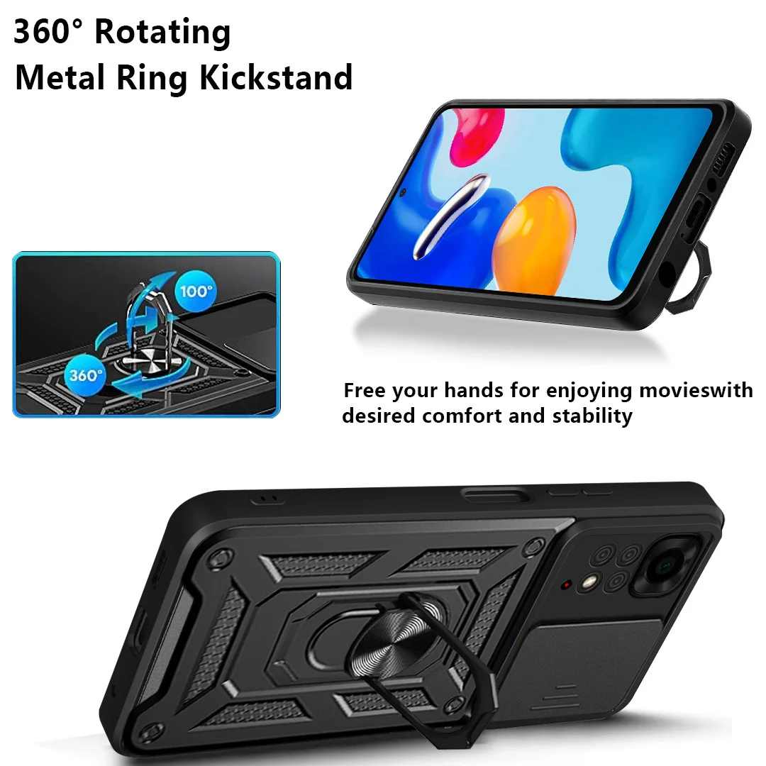 Shockproof Armor Case For Xiaomi Redmi Note 11 11S 10 9 Pro 10S 10C 9A 9C Car Holder Phone Cover Camera Lens Protection Fundas 5