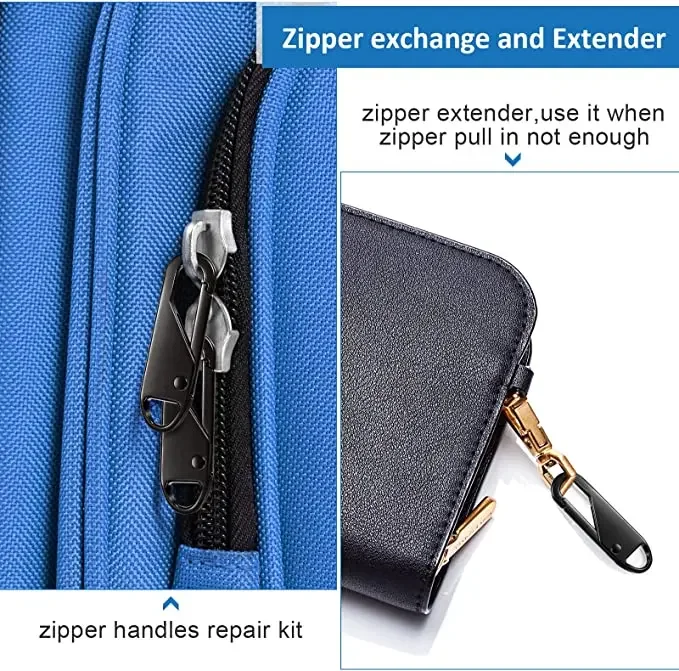 25 Pcs Zipper Fixer Repair Pull Tab Open Instant Kit Replacement For Bag  Trouser Jacket - AliExpress