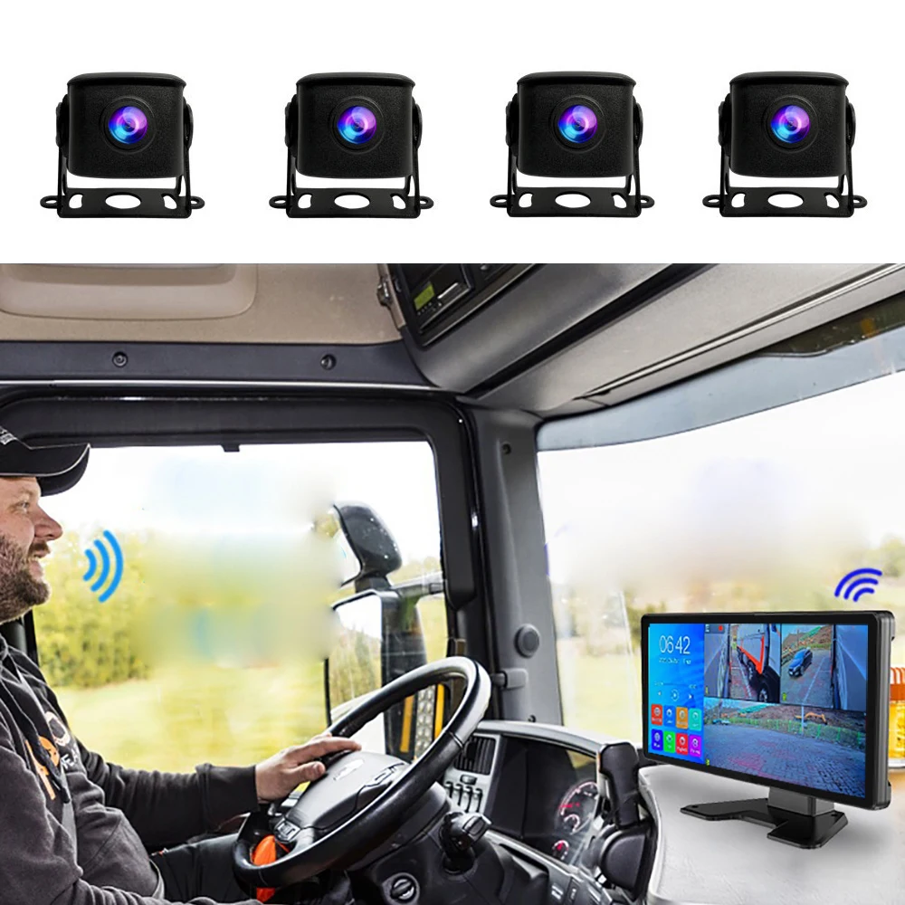 10.36 inch IPS Bus Car DVR Monitor AHD Surveillance Camera Color Night Vision 1080P Vehicle Cameras Kit Parking Recorder System
