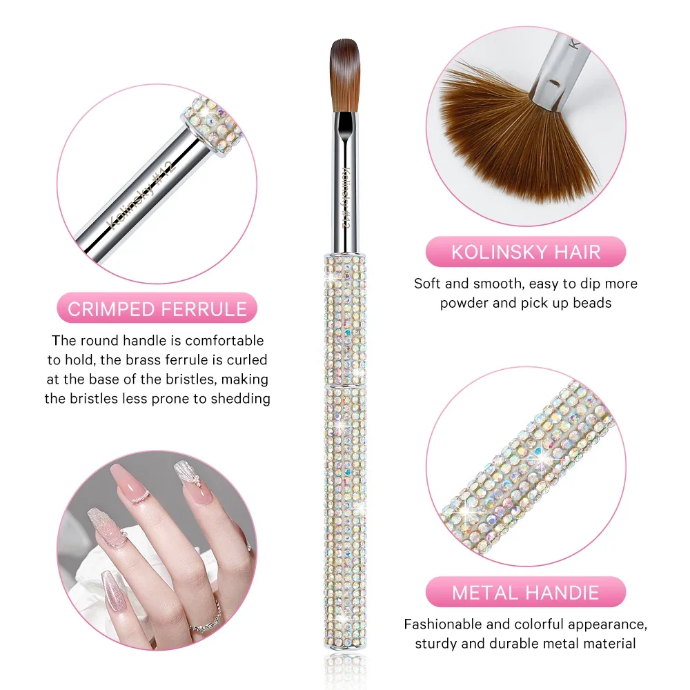 1pc Size#8-#18 Diamond Nail Kolinsky Brush,Acrylic Powder Nail Brush 5