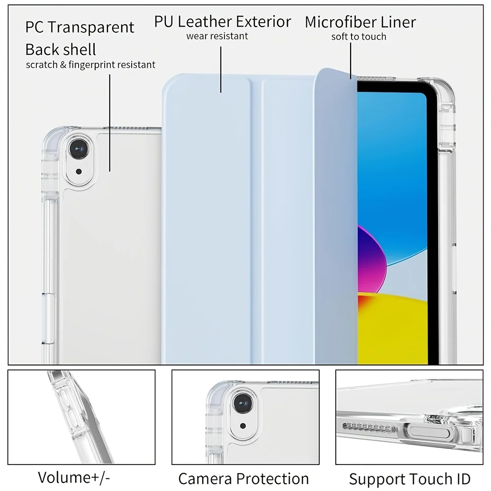 Magnetic Flip Smart Transparent Tablet Cover