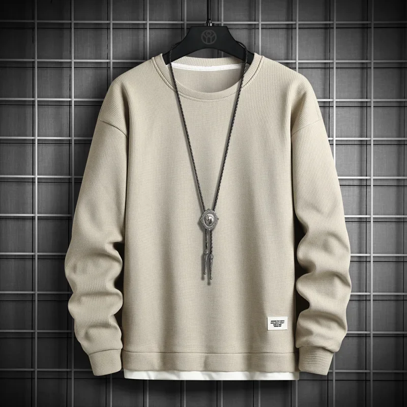 2023 Solid Color Sweatshirt Men Hip Hop Streetwear Long Sleeve O Neck Pullovers Mens Sportswear Fashion Causal Sweatshirt Tops