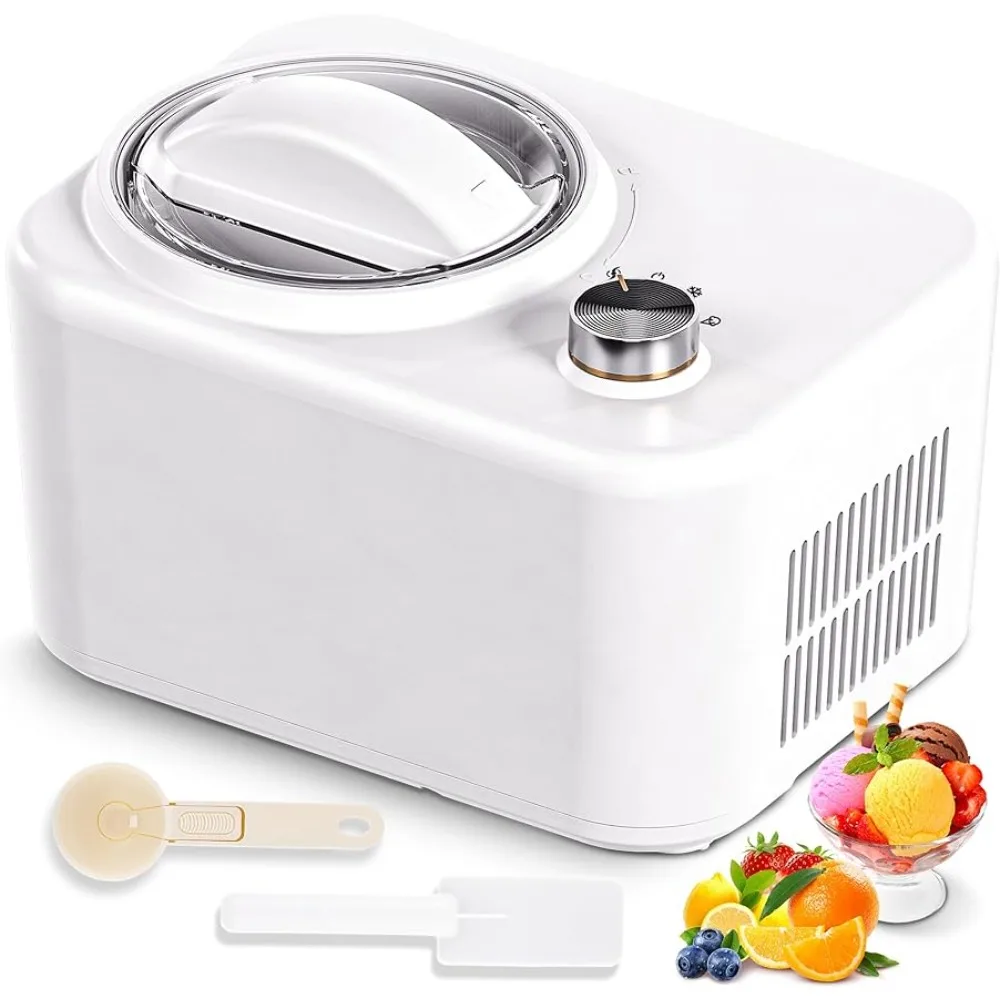 

EUHOMY 1 Quart Auto Ice Cream Maker with Compressor, No Pre-freezing, 3 Modes Gelato Maker, Keep Cool Function, Easy-to-Clean