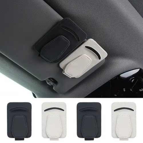 Car Leather Sunglasses Holder Ticket Clip Sunshades Magnetic Card Holder Universal Eyeglasses Storage Pocket Auto Accessories - Image 2