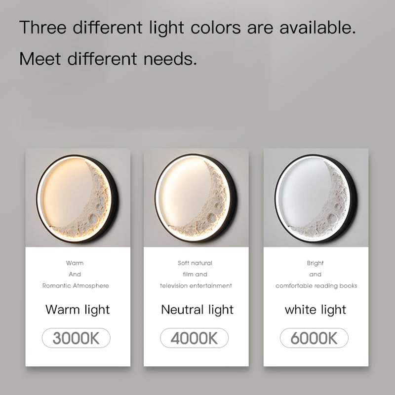 Nordic Moon Wall Lamp Modern Round Golden LED Wall Light Sconces Resin Luminaire For Living Room Bedroom Interior Decor Lighting 2