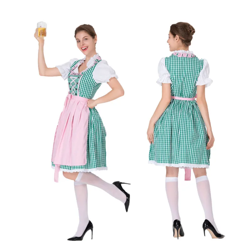 

2024 Woman Maid Dress Beer Miss Cosplay Cute Halloween Europe Germany Oktoberfest Costume Bavarian Traditional Game Uniform New